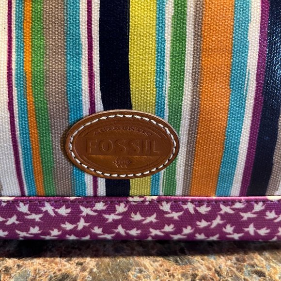 Fossil Key-per Tablet Sleeve 10.5" x 8.75" x 1" Striped Bright Zip - Picture 3 of 5